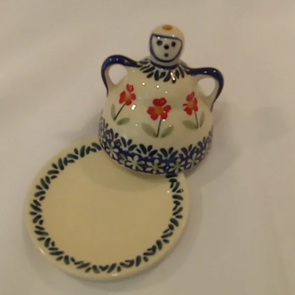 Polish Dish Wear Small Lady Covered Dish With Painted Flowers - Picture 4 of 7